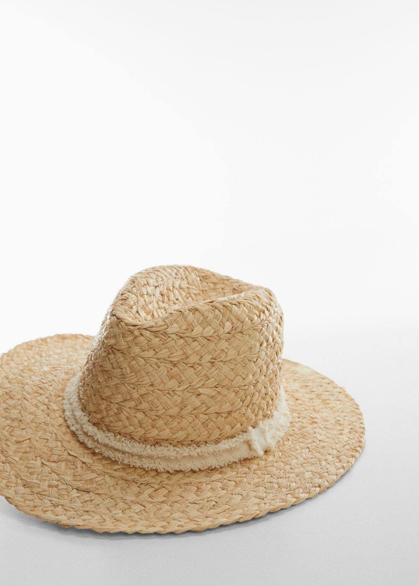 Beige Hat With Contrasting Tire Mango Womens HATS GOOFASH