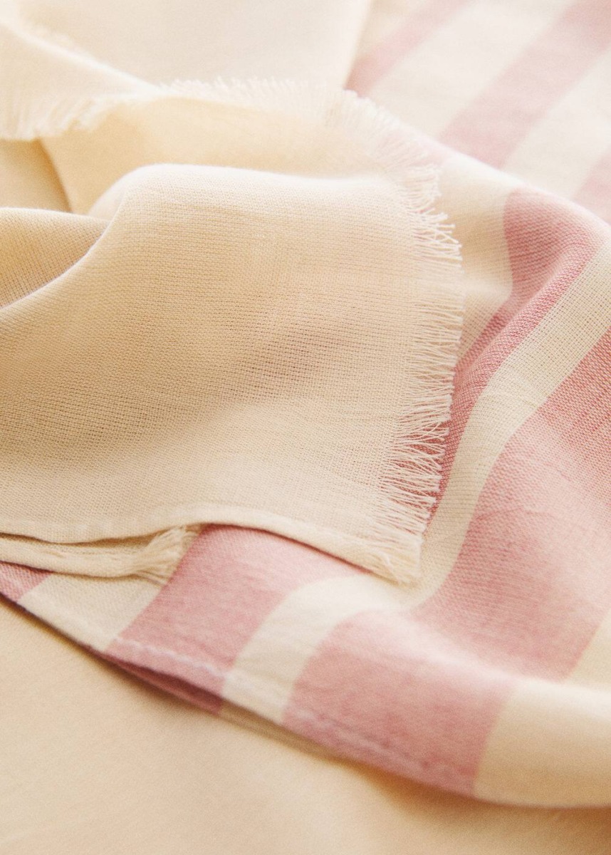 Beige Striped Scarf Of Linen And Mango Mens SCARFS GOOFASH