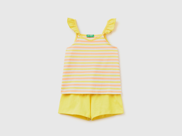 Benetton Multicolor Set With Striped Top And Shorts Colorful Female Womens TOPS GOOFASH
