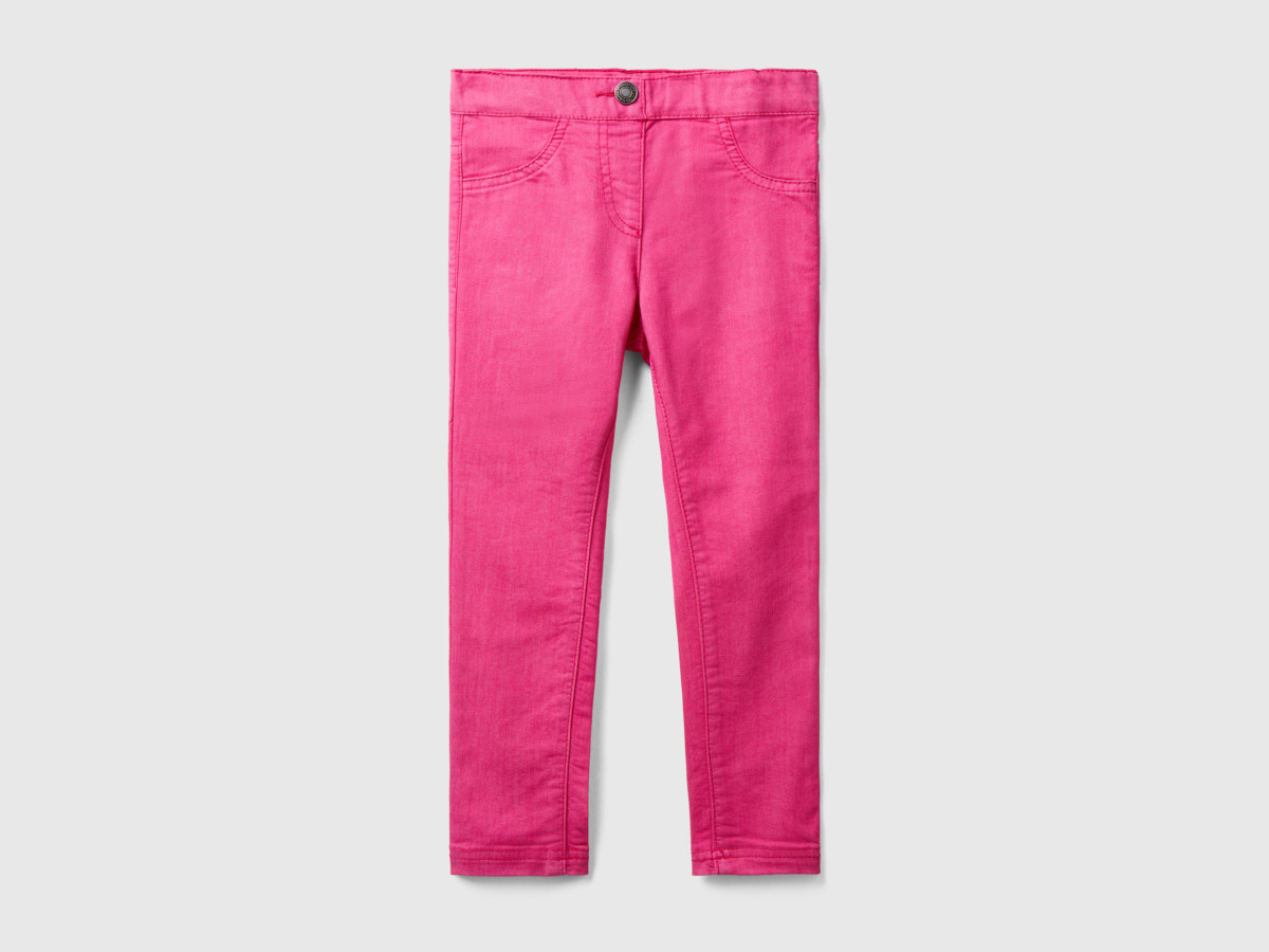Benetton Pink Jeggings In Stretchy Mix Fuchsia Female Womens JEANS GOOFASH