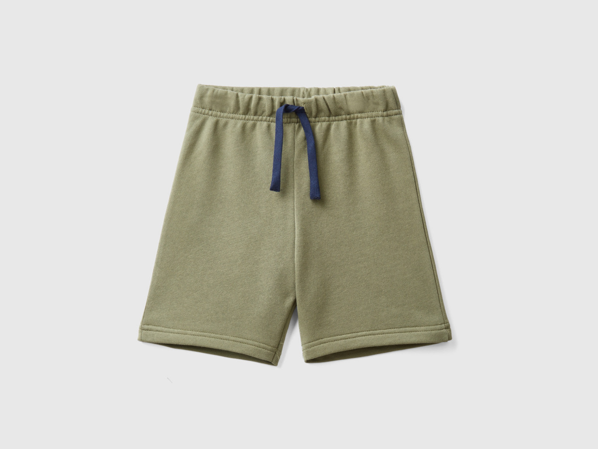 Benetton United Colors Of Bermudas Made Of Sweaty In Organic Military Green Male Mens SHORTS GOOFASH