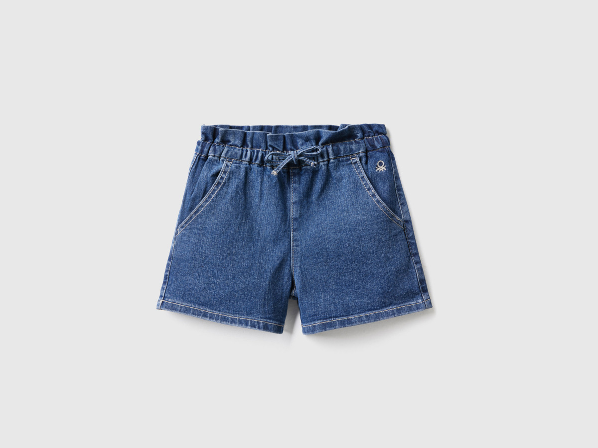 Benetton United Colors Of Paperbag Shorts From Denim Eco Recycle " Dark Blue Female" Womens SHORTS GOOFASH