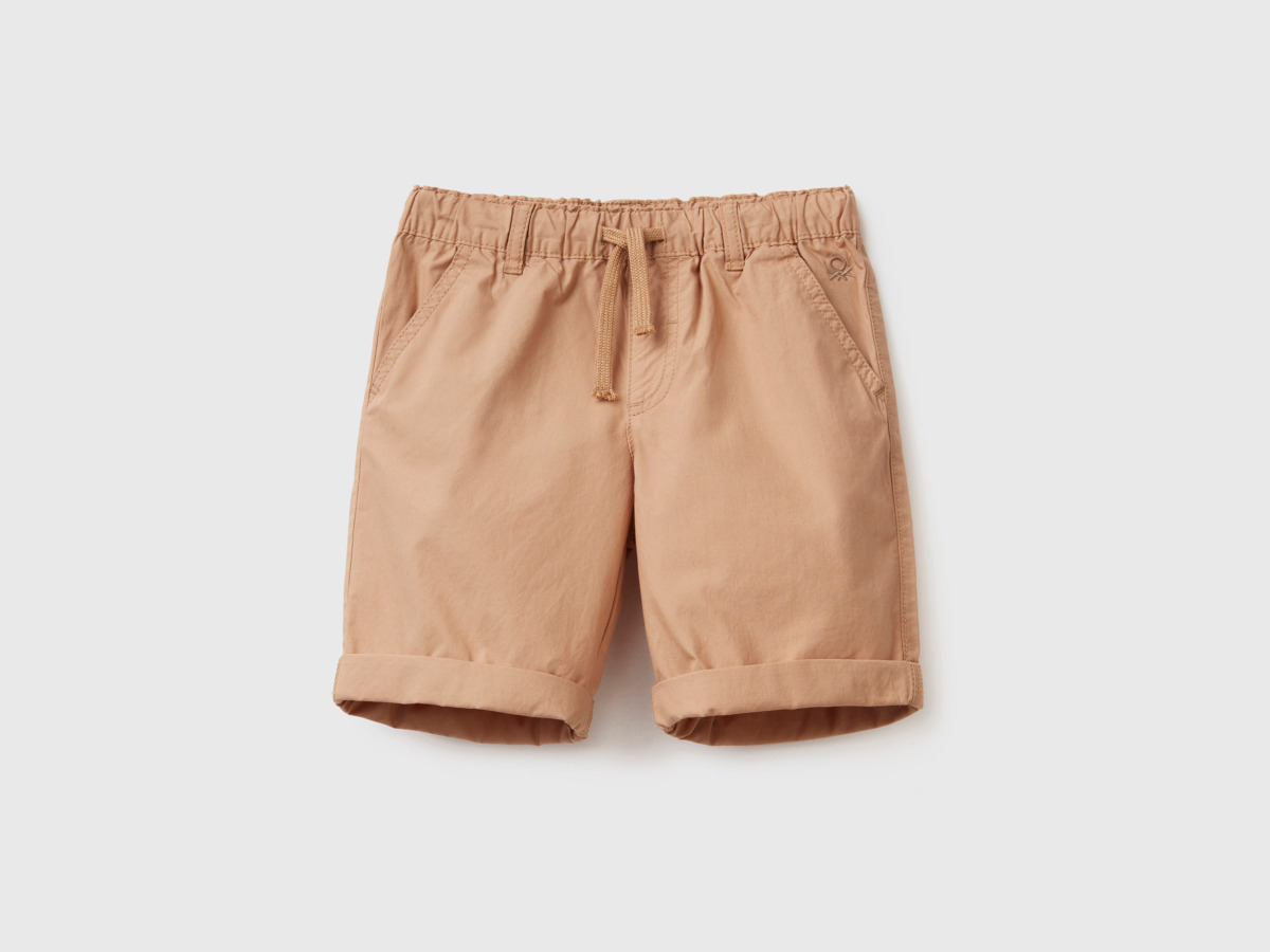 Benetton United Colors Of Shorts In With Tunnel Train Camel Male Mens SHORTS GOOFASH