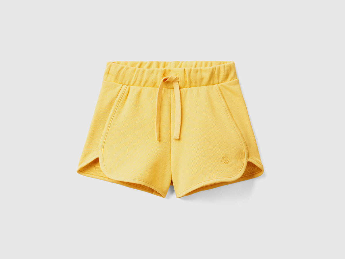 Benetton United Colors Of Shorts Made Of Sweaty In Organic Yellow Female Womens SHORTS GOOFASH