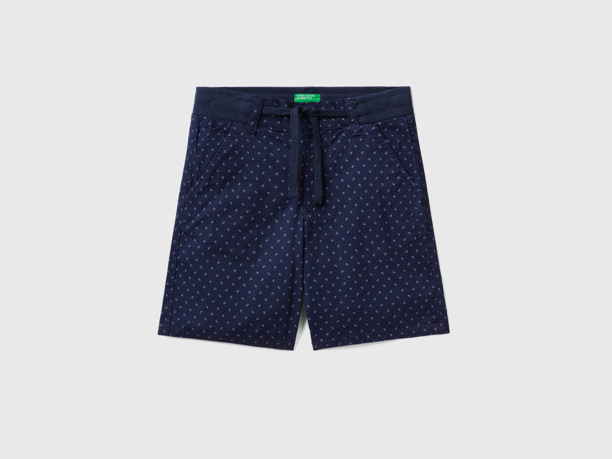 Benetton United Colors Of Shorts With Microm Patterns And Tunnel Processes Blue Male Mens SHORTS GOOFASH