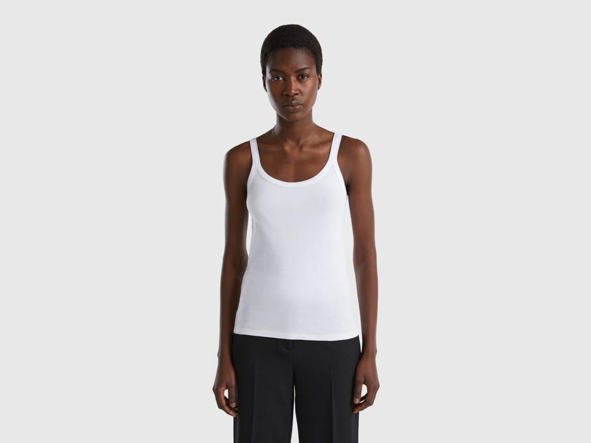 Benetton United Colors Of White Top Made Of Pure White Female Womens TOPS GOOFASH