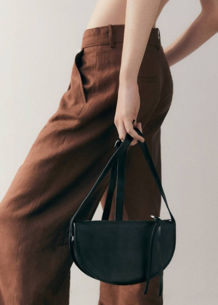 Black Leather Shoulder Bag Mango Womens BAGS GOOFASH