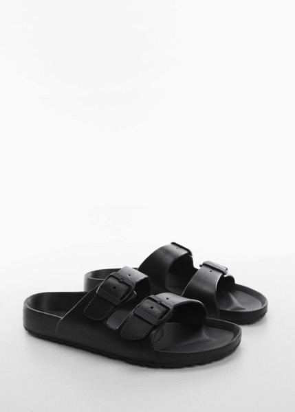 Black Rubber Sandals With Buckle Mango Mens SANDALS GOOFASH