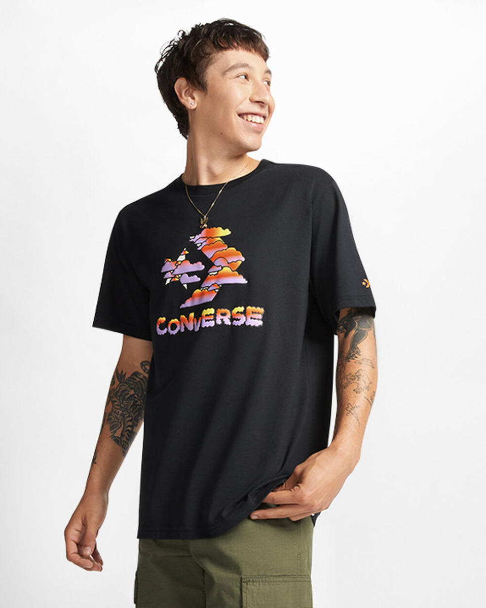 Black Star Chevron Clouds Graphic T-Shirt Converse Man Mens T-SHIRTS GOOFASH