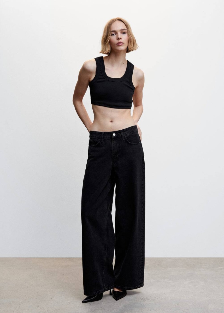 Black Top Of Recycled Mango Womens TOPS GOOFASH