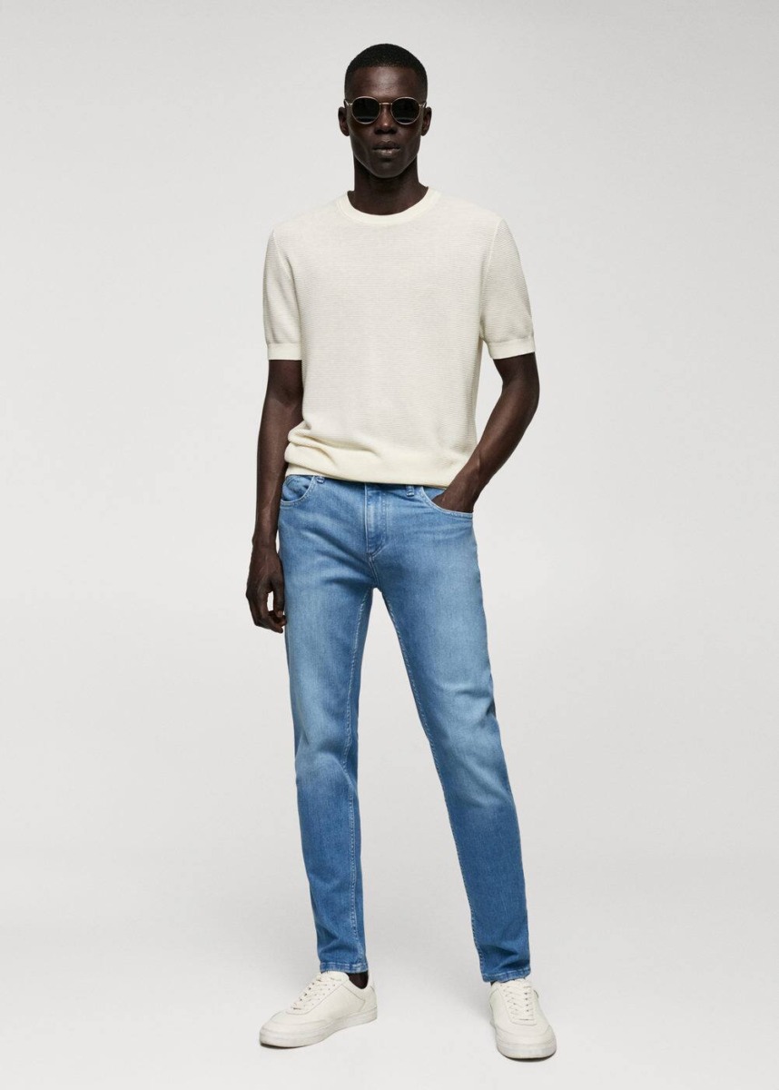 Blue Premium Skinny Jeans Mango Mens JEANS GOOFASH