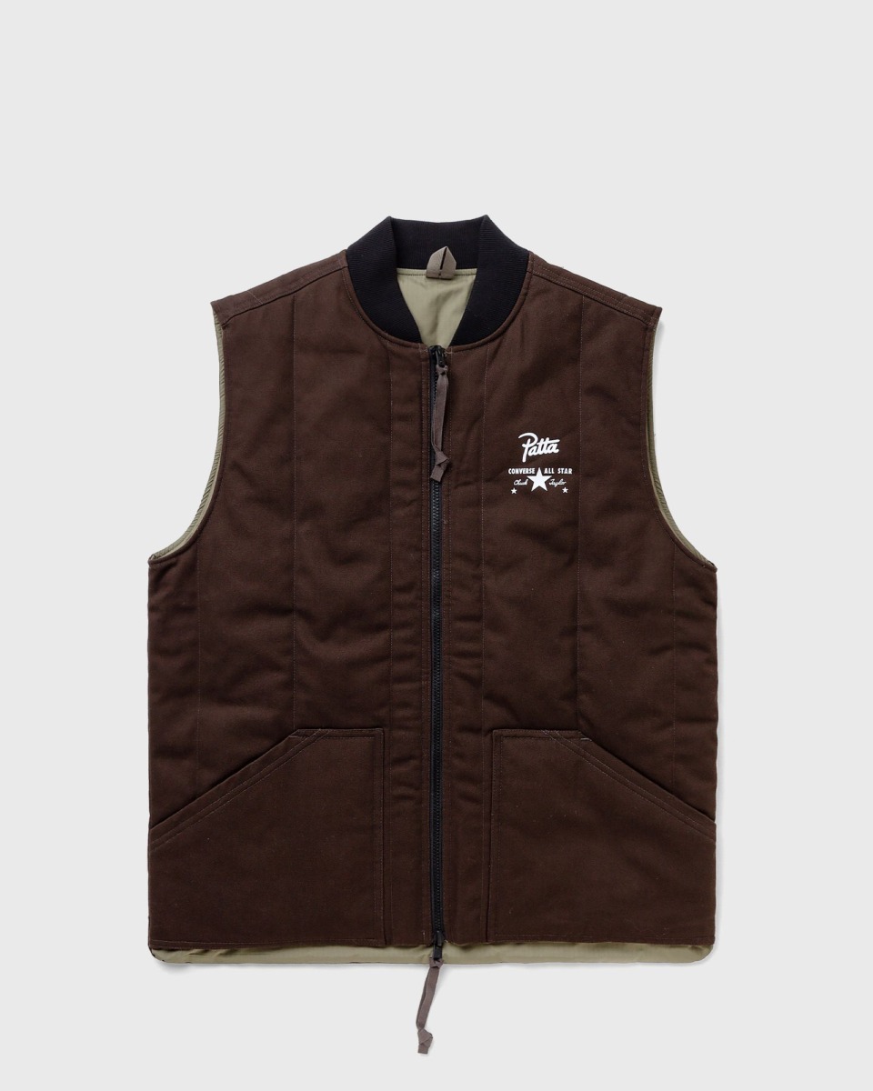 Bstn Converse Patta "Four Leaf Clover" Utility Reversible Padded Vest Brown Male Vests Now Available At In Mens JACKETS GOOFASH