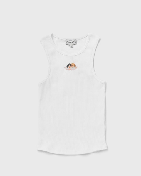 Bstn Fiorucci Icon Angels Ribbed Vest White Female Tops & Tanks Now Available At In Womens TOPS GOOFASH