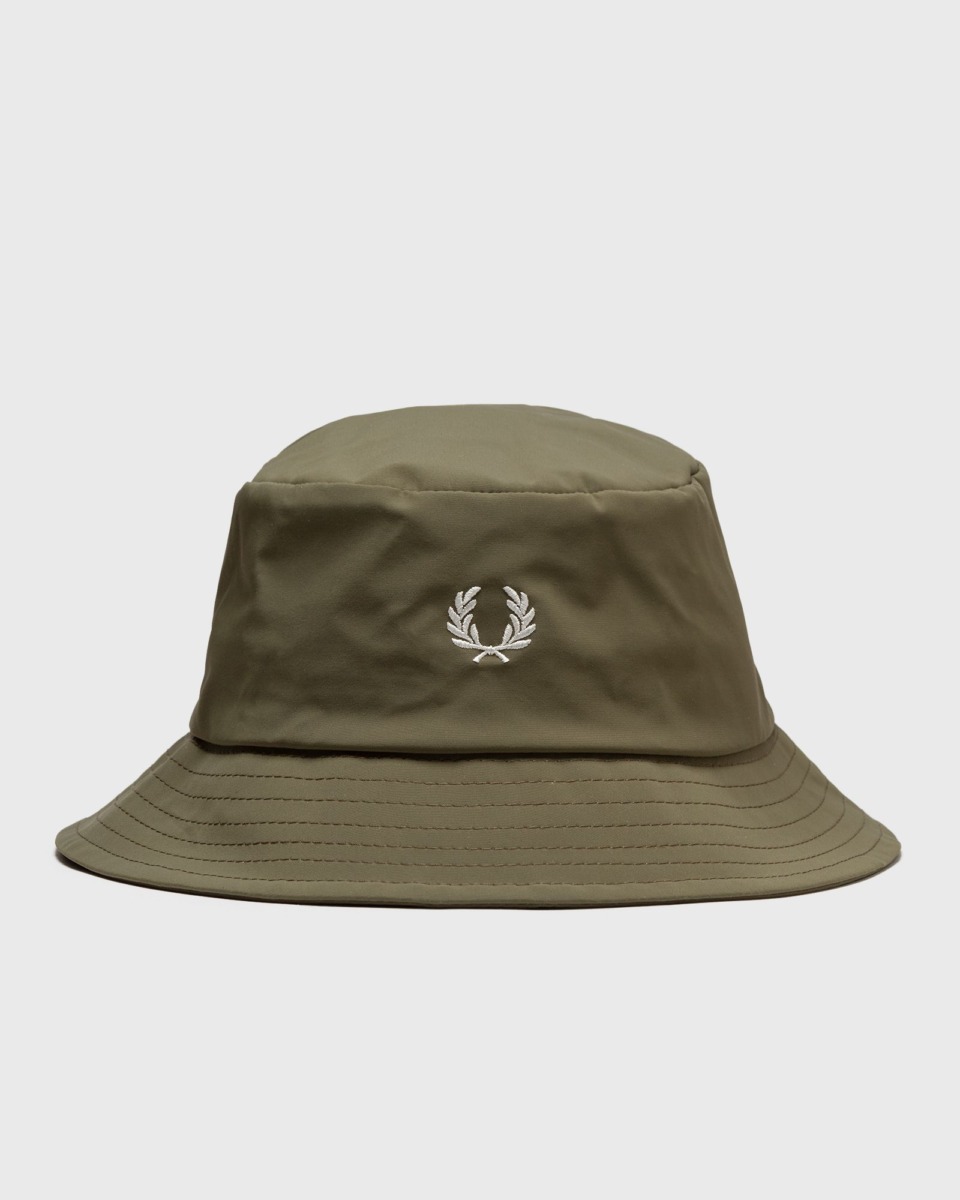 Bstn Fred Perry Bonded Bucket Hat Green Male Hats Now Available At In Mens HATS GOOFASH