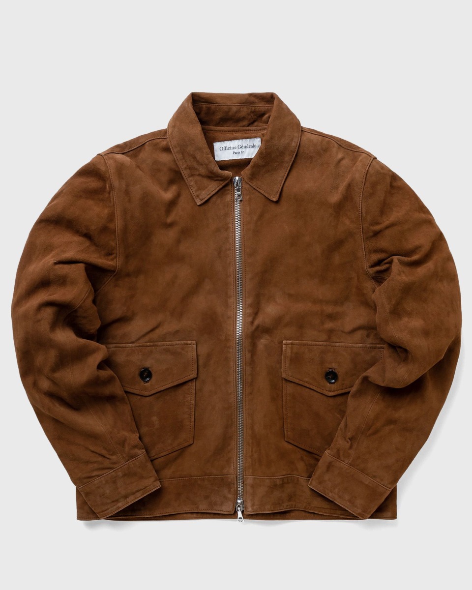Bstn Officine Générale Victor Italian Suede Leather Jacket Brown Male Bomber Jackets Now Available At In Mens JACKETS GOOFASH