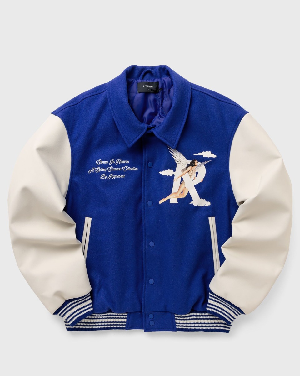 Bstn Represent Storms In Heaven Varsity Jacket Blue Male College Jackets Now Available At In Mens JACKETS GOOFASH