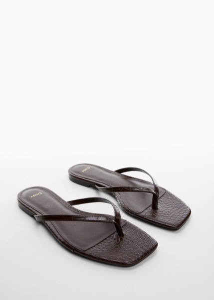 Chocolate Sandals With Crocodile Leather Look Mango Womens SANDALS GOOFASH