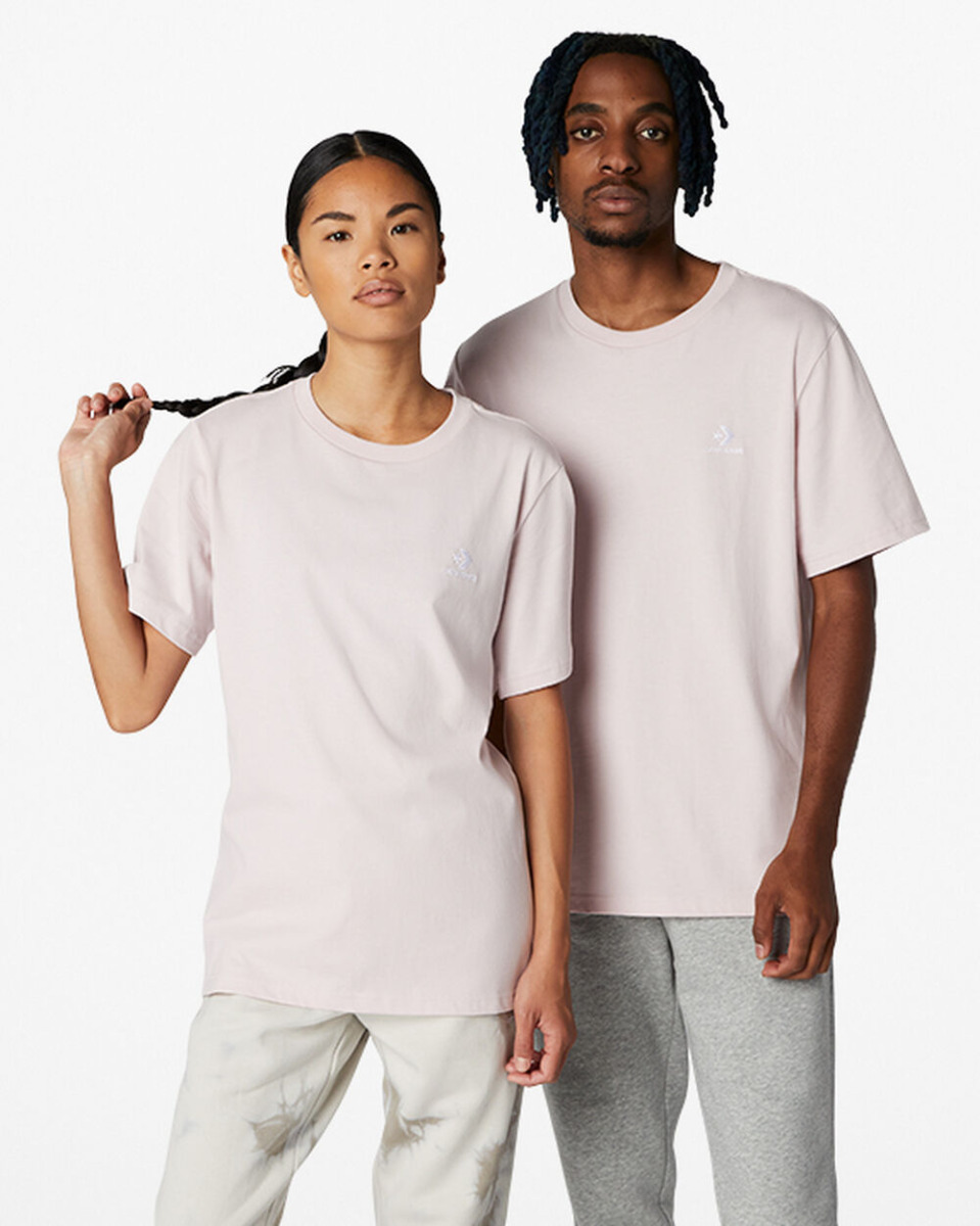 Converse Men Rose Go To Embroidered Star Chevron T-Shirt Met Standaardpasvorm Mens T-SHIRTS GOOFASH