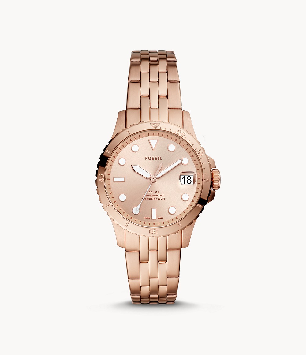 Fb Three Hand Date Rose Gold Tone Stainless Steel Watch Fossil Woman Womens WATCHES GOOFASH