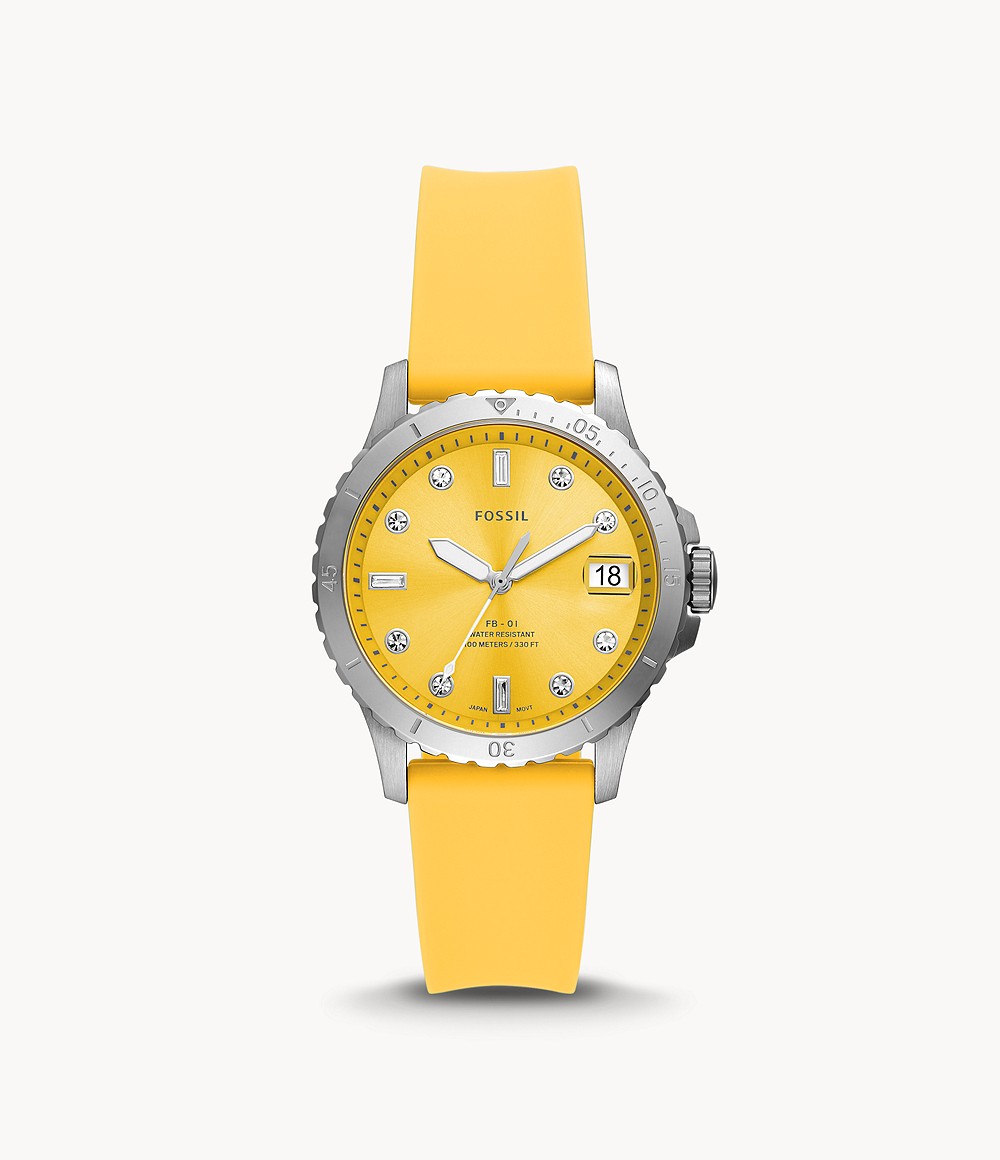 Fb Three Hand Date Yellow Silicone Watch Fossil Woman Womens WATCHES GOOFASH