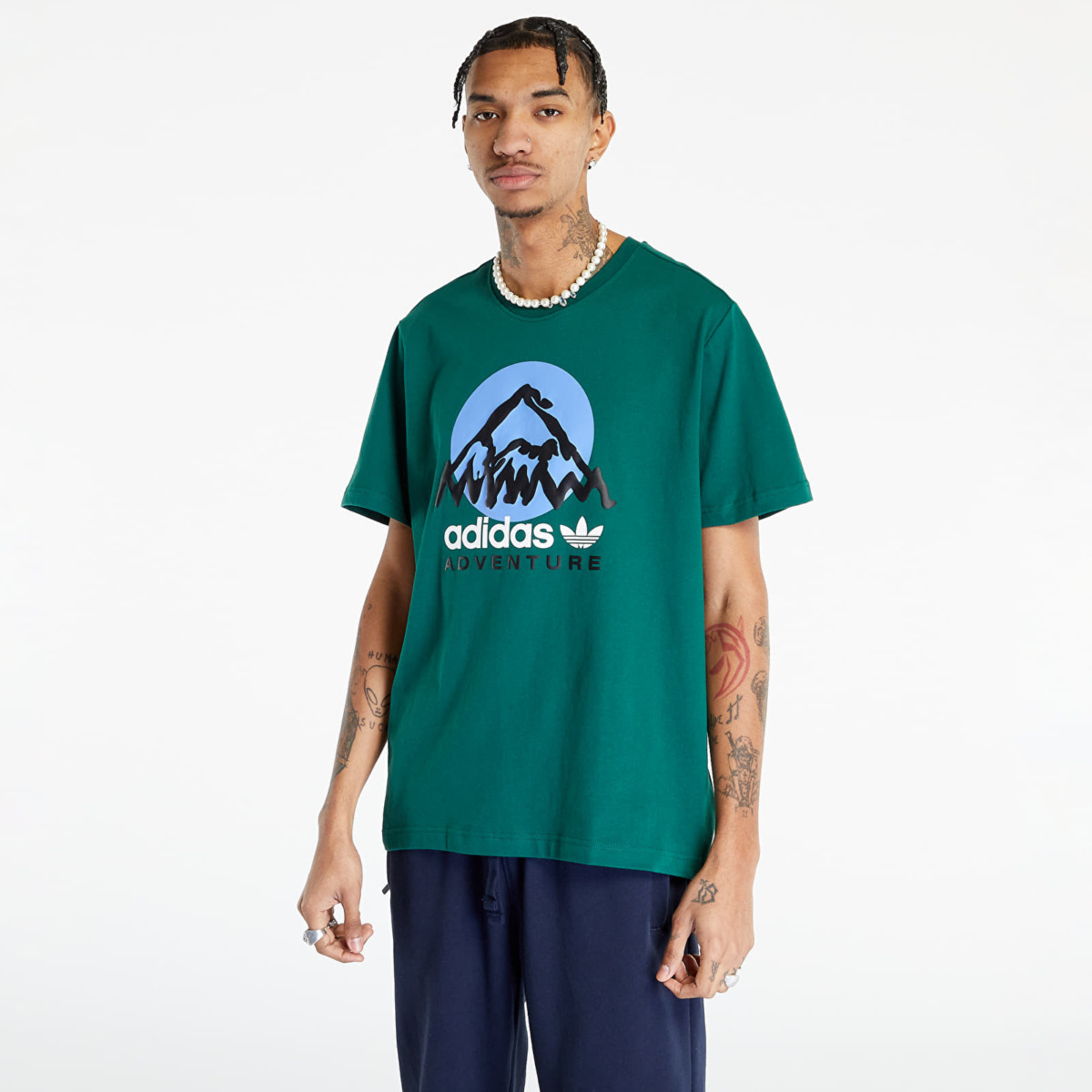 Footshop Adidas Adventure Mountain Graphic Tee Dark Green Man Mens T-SHIRTS GOOFASH