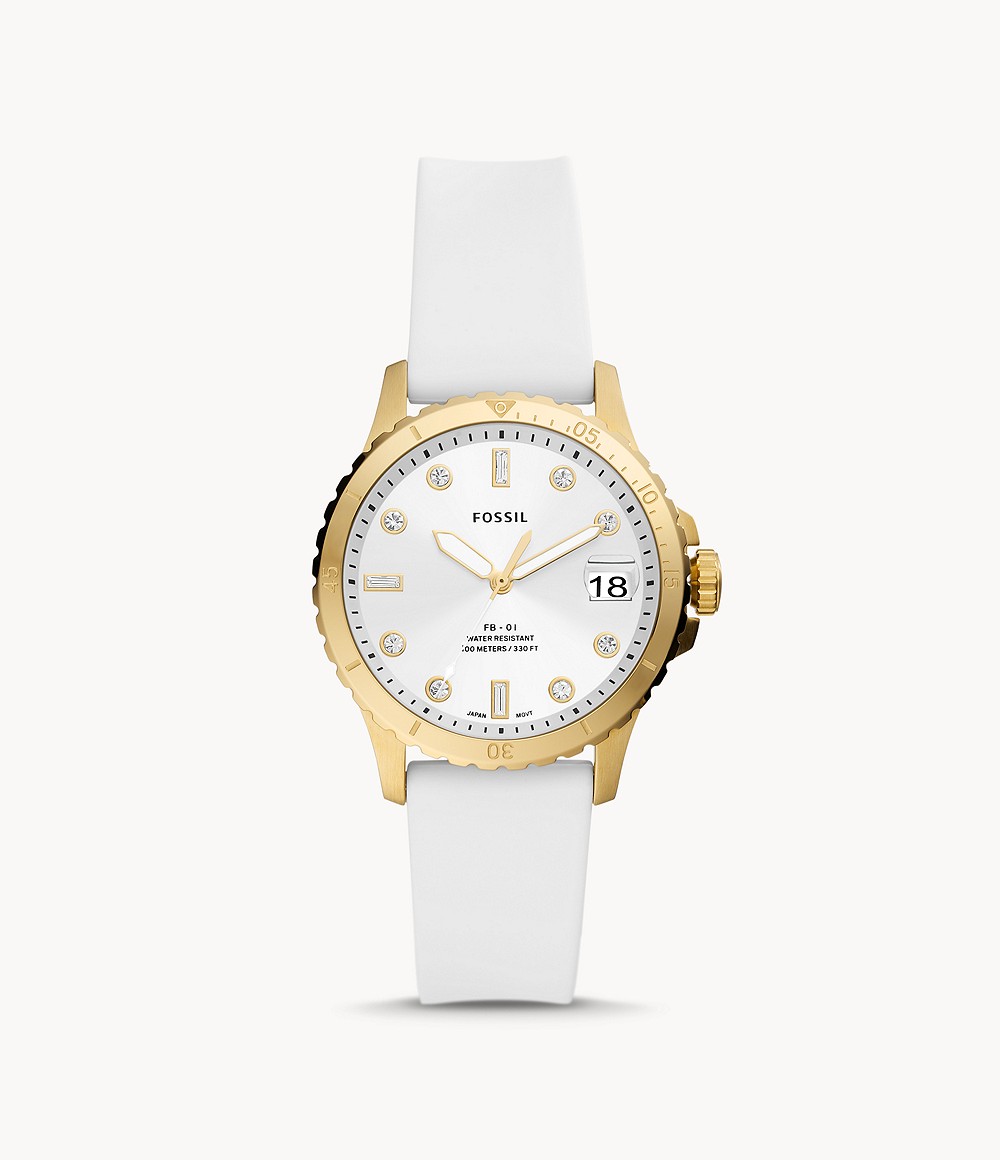 Fossil Fb Three Hand Date White Silicone Watch Woman Womens WATCHES GOOFASH