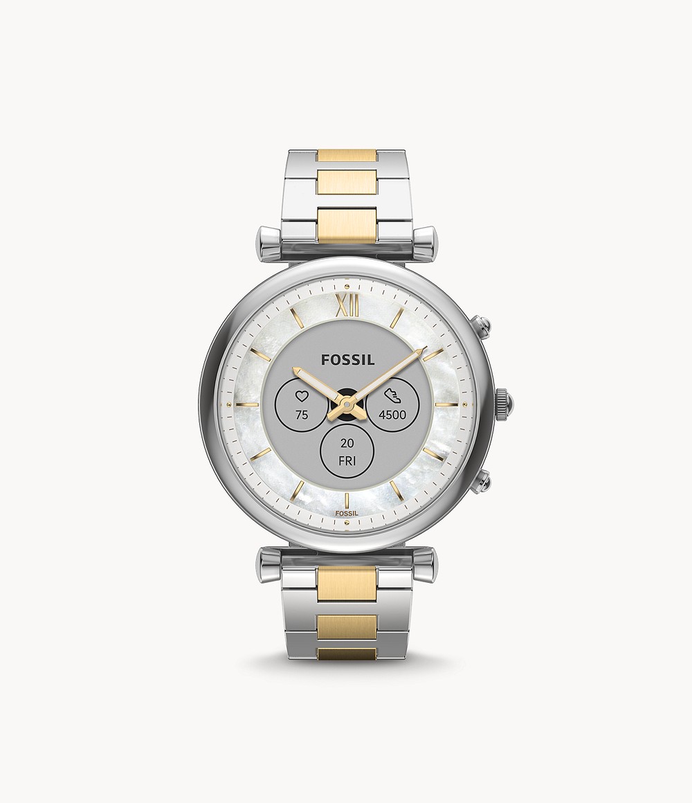 Fossil Gold Carlie Gen Hybrid Smartwatch Two Tone Stainless Steel Woman Womens WATCHES GOOFASH