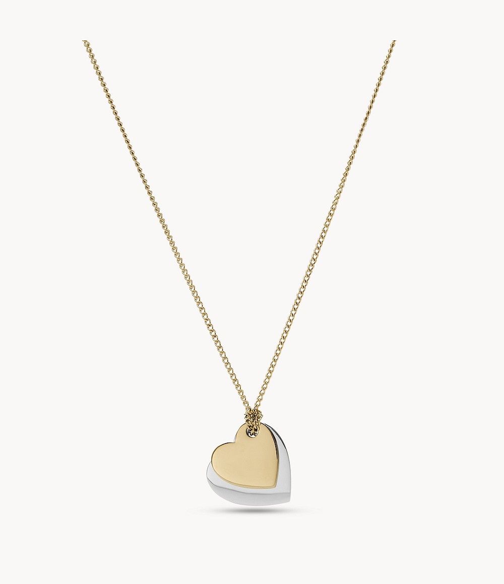 Fossil Gold Lane Two Tone Stainless Steel Heart Chain Necklace Woman Womens JEWELRY GOOFASH