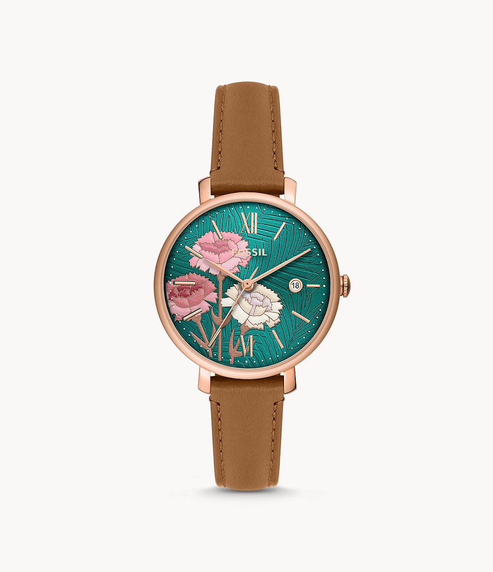 Fossil Jacqueline Three Hand Date Brown Litehide™ Leather Watch Woman Womens WATCHES GOOFASH