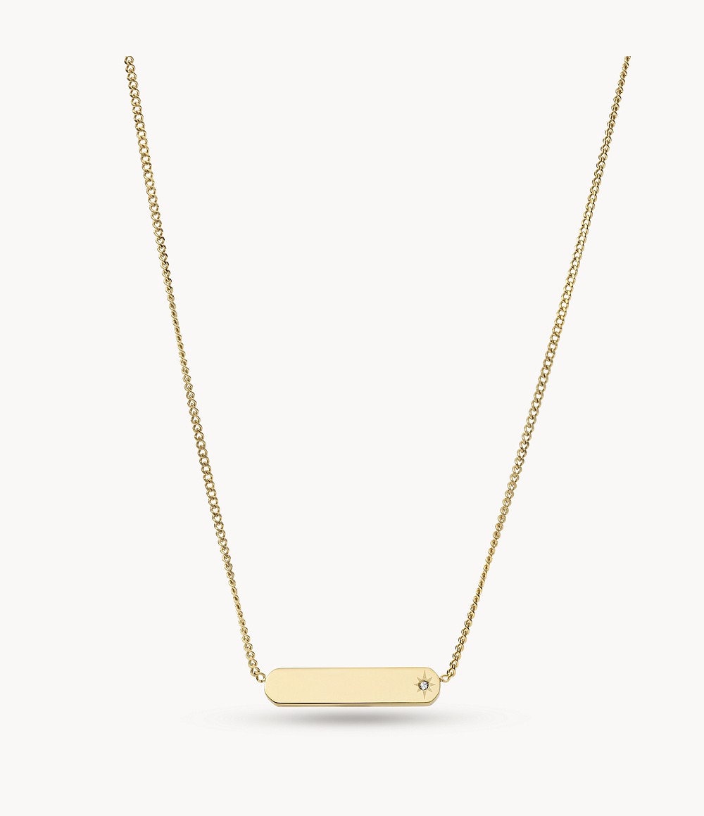Fossil Lane Gold Tone Stainless Steel Bar Chain Necklace Women Womens JEWELRY GOOFASH