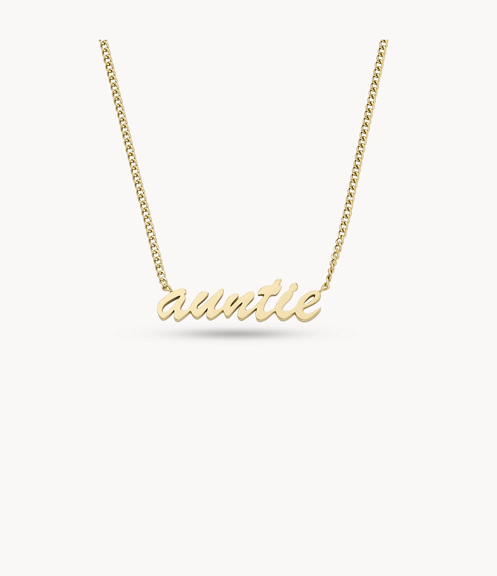 Fossil Name Necklace Gold Tone Stainless Steel Chain Necklace Woman Womens JEWELRY GOOFASH