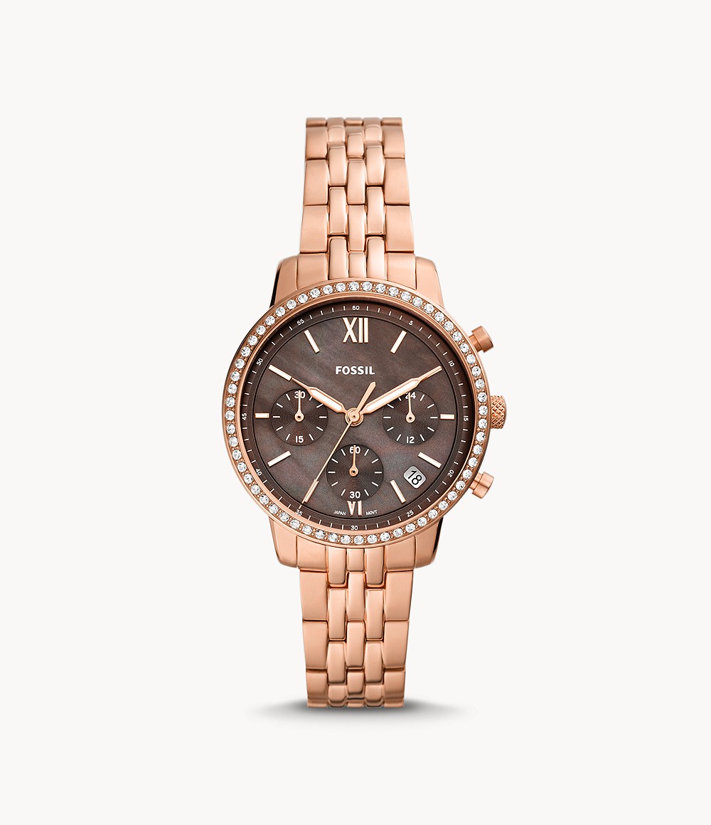 Fossil Neutra Chronograph Rose Gold Tone Stainless Steel Watch Women Womens WATCHES GOOFASH