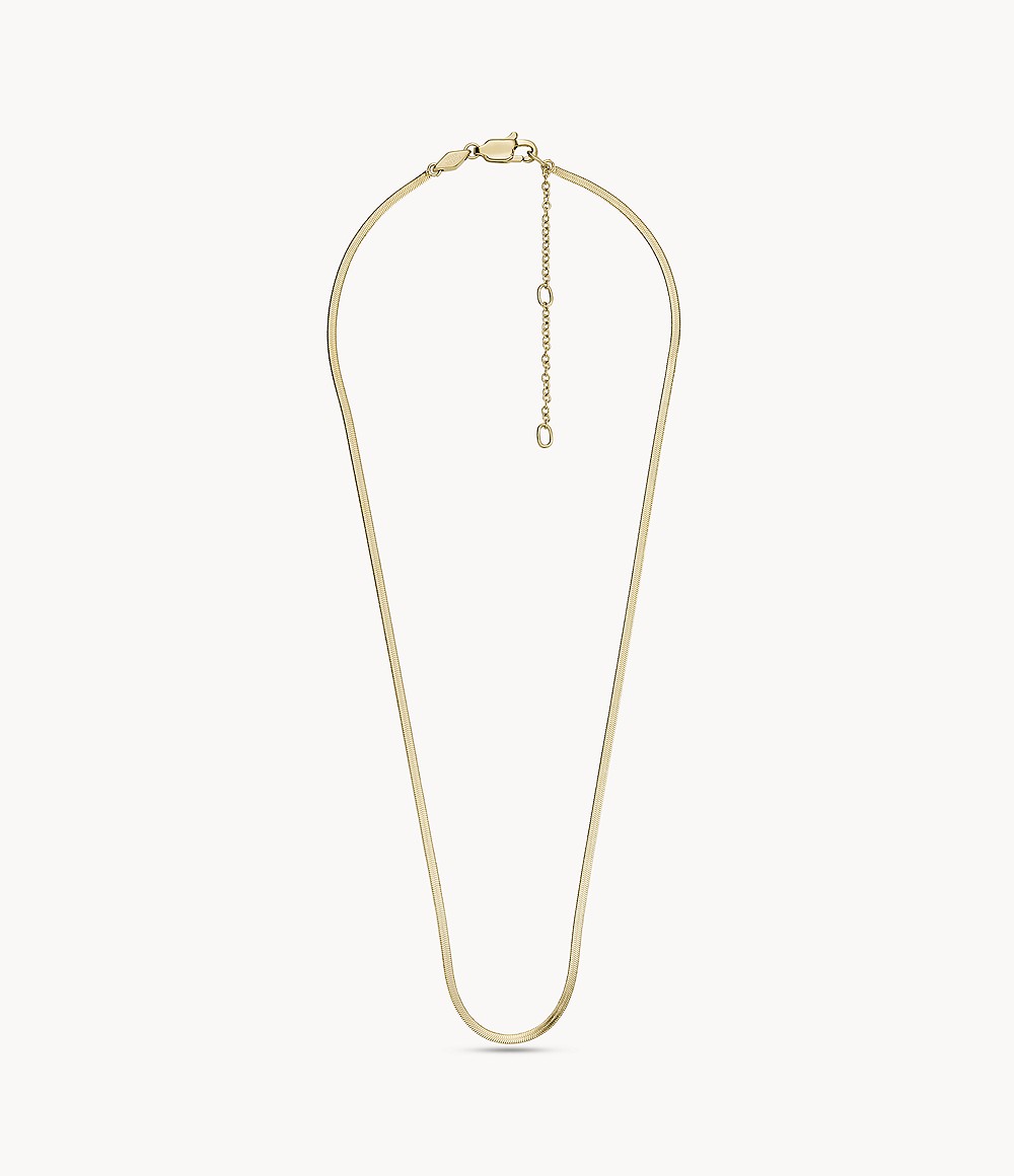 Fossil Oh So Charming Gold Tone Stainless Steel Snake Chain Necklace Women Womens JEWELRY GOOFASH
