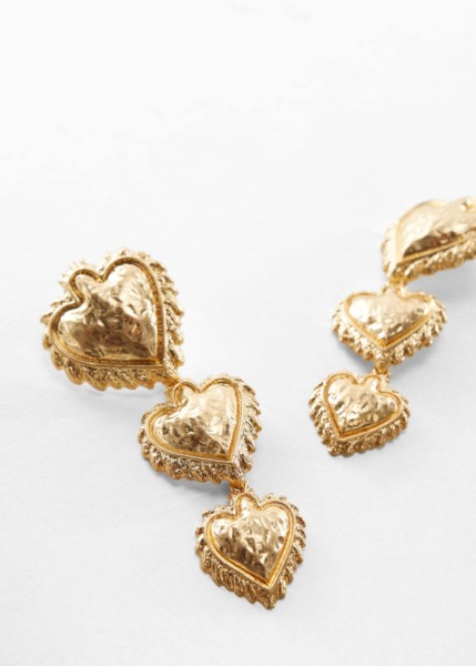 Gold Earrings Hearts Mango Womens JEWELRY GOOFASH