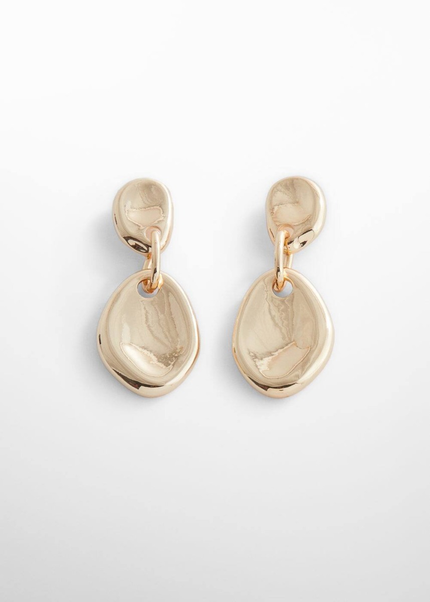 Gold Earrings With Metal Hangers Mango Womens JEWELRY GOOFASH