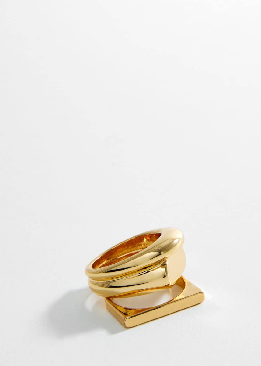 Gold Set Of Metal Rings Mango Womens JEWELRY GOOFASH