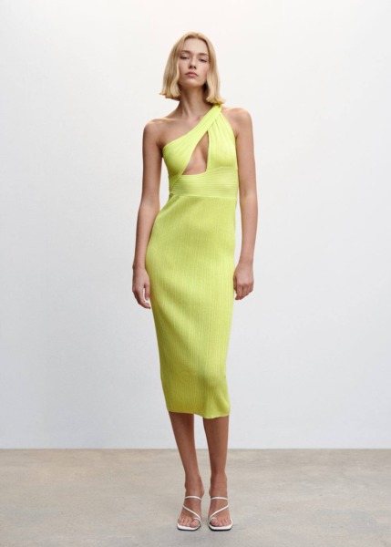 Green Asymmetrical Dress With Split Mango Womens DRESSES GOOFASH
