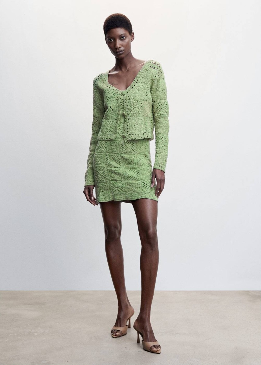 Green Crochet Vest Mango Womens JACKETS GOOFASH