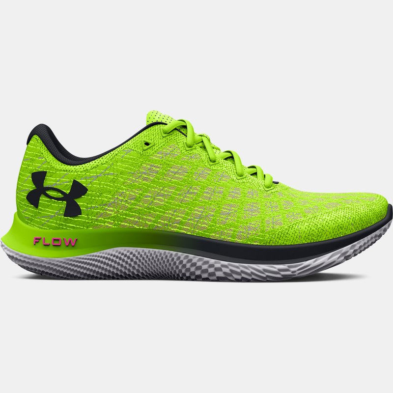 Green Men Under Armor Flow Velociti Wind Running Shoes Lime Surge Black Black Under Armour Mens SPORTS SHOES GOOFASH