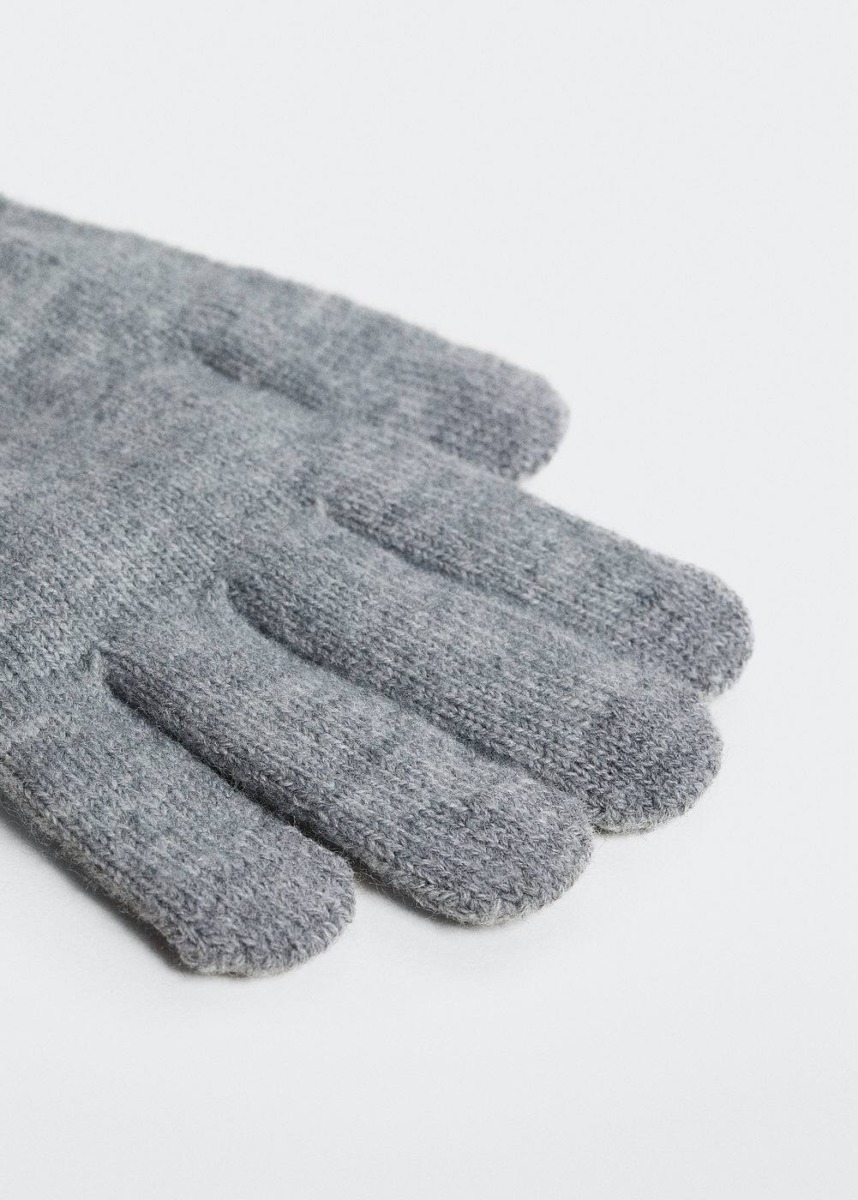 Grey Knitted Touchscreen Gloves Mango Mens GLOVES GOOFASH