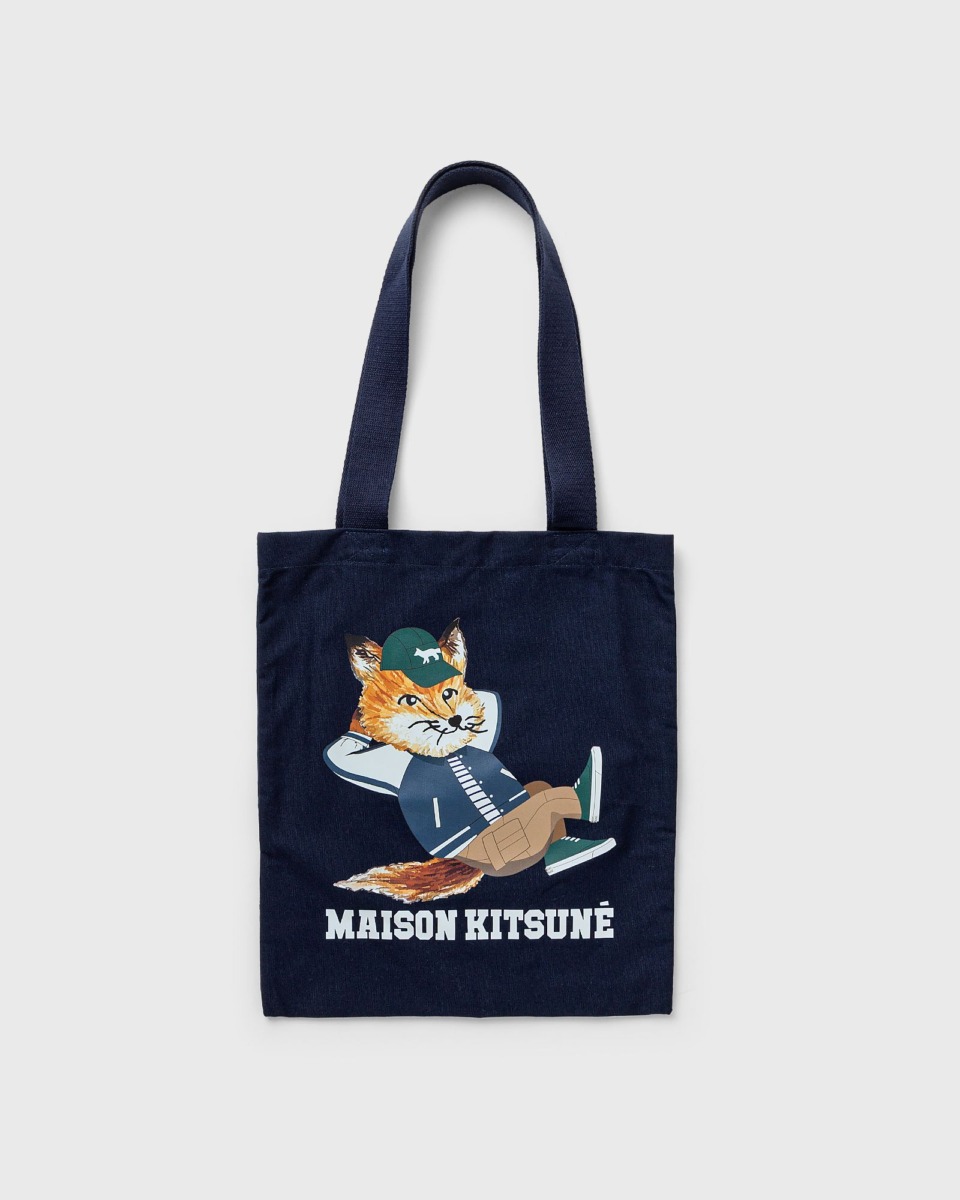 Maison Kitsune Dressed Fox Vertical Tote Taille Unique Blue Male Bags Now Available At In One Bstn Mens BAGS GOOFASH