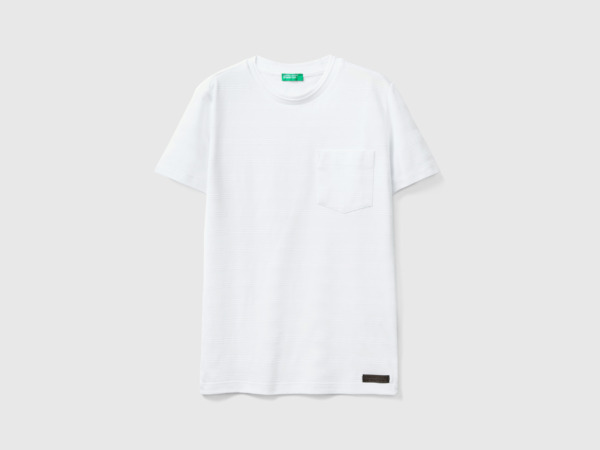 Man United Colors Of Jacquard T-Shirt With Bag White Paint Benetton Mens T-SHIRTS GOOFASH