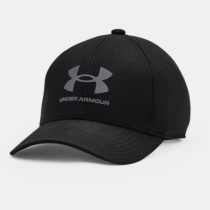 Man Young Under Armor Armourvent Stretch Cap Black Pitch Gray Ymd Ylg Under Armour Mens CAPS GOOFASH