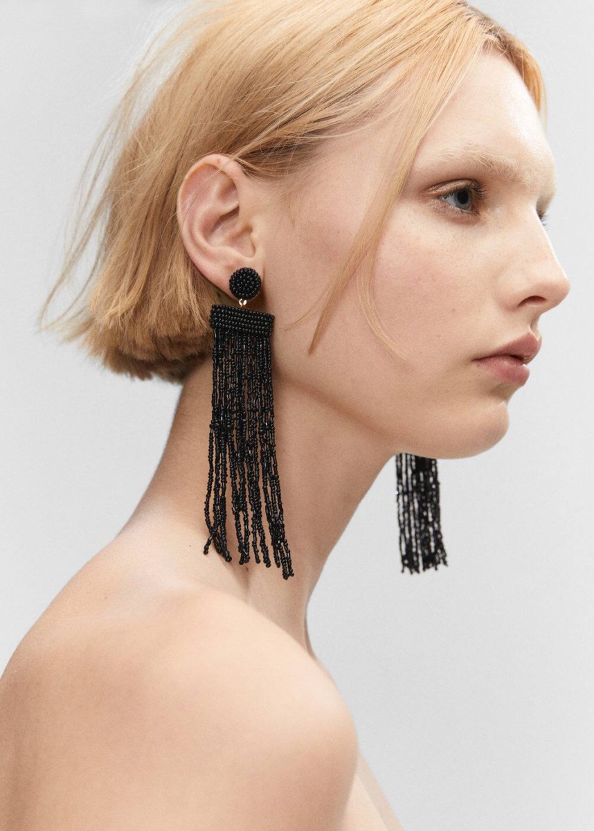 Mango Black Cascade Earrings Beads Womens JEWELRY GOOFASH
