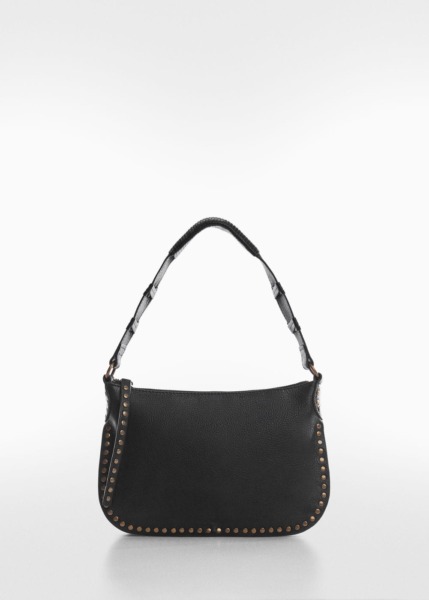 Mango Black Leather Bag With Studs Womens BAGS GOOFASH
