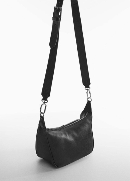 Mango Black Leather Crossbody Bag Womens BAGS GOOFASH