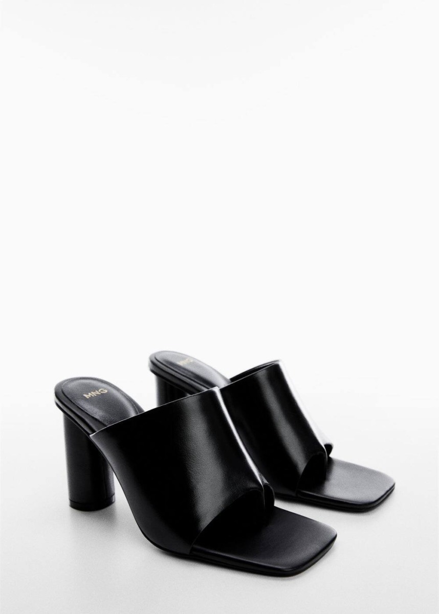 Mango Black Leather Sandals With Heels Womens SANDALS GOOFASH