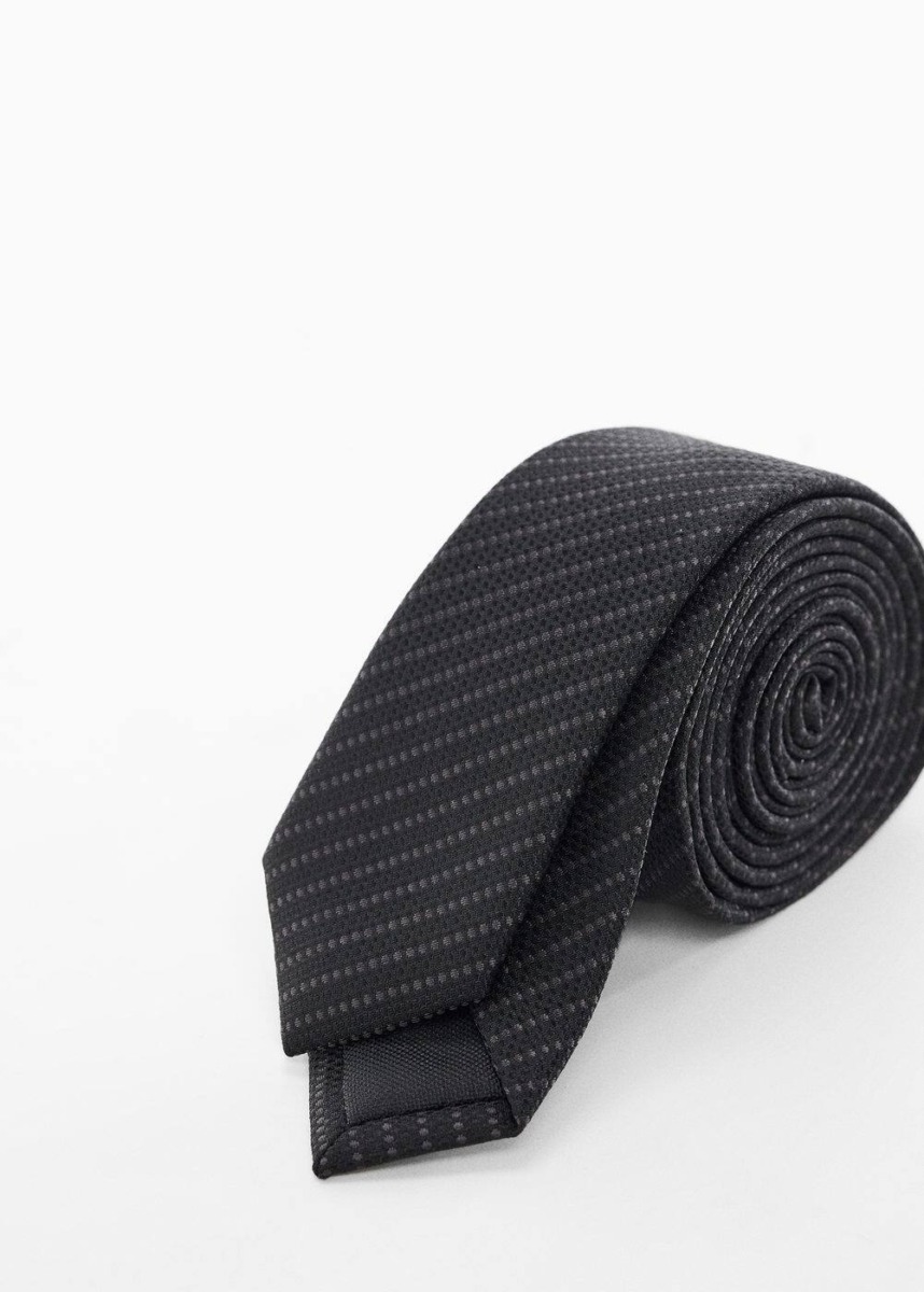 Mango Black Structured Tie Mens NECKTIES GOOFASH