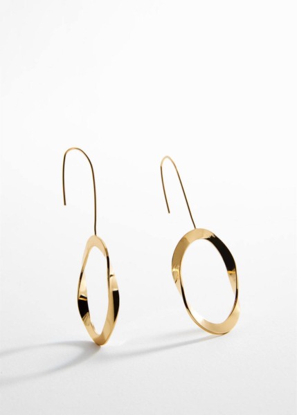 Mango Gold Oval Metal Earrings Womens JEWELRY GOOFASH