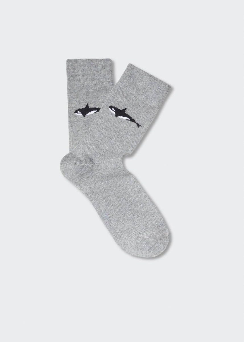 Mango Grey Cotton Socks With Animal Print Mens SOCKS GOOFASH